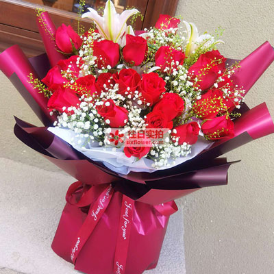 黄冈30朵红玫瑰百合，做你余生故事里的人