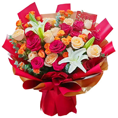 黄冈19朵玫瑰百合，爱情永不凋零