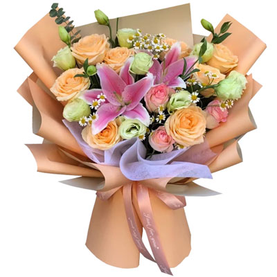 黄冈11朵玫瑰桔梗百合，陪你每个季节